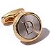 HJ Men's 2PCS Fashion Dazzle Tuxedo Shirts Platinum Plated Cufflinks Initial Letter 2 Color A-Z (Gold D), Small
