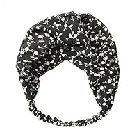 owhelmlqff Women Knotted Chiffon Headband Fashion Flower Print Elastic Hair Band Headwear Soft and Comfortable Hair Accessories Black