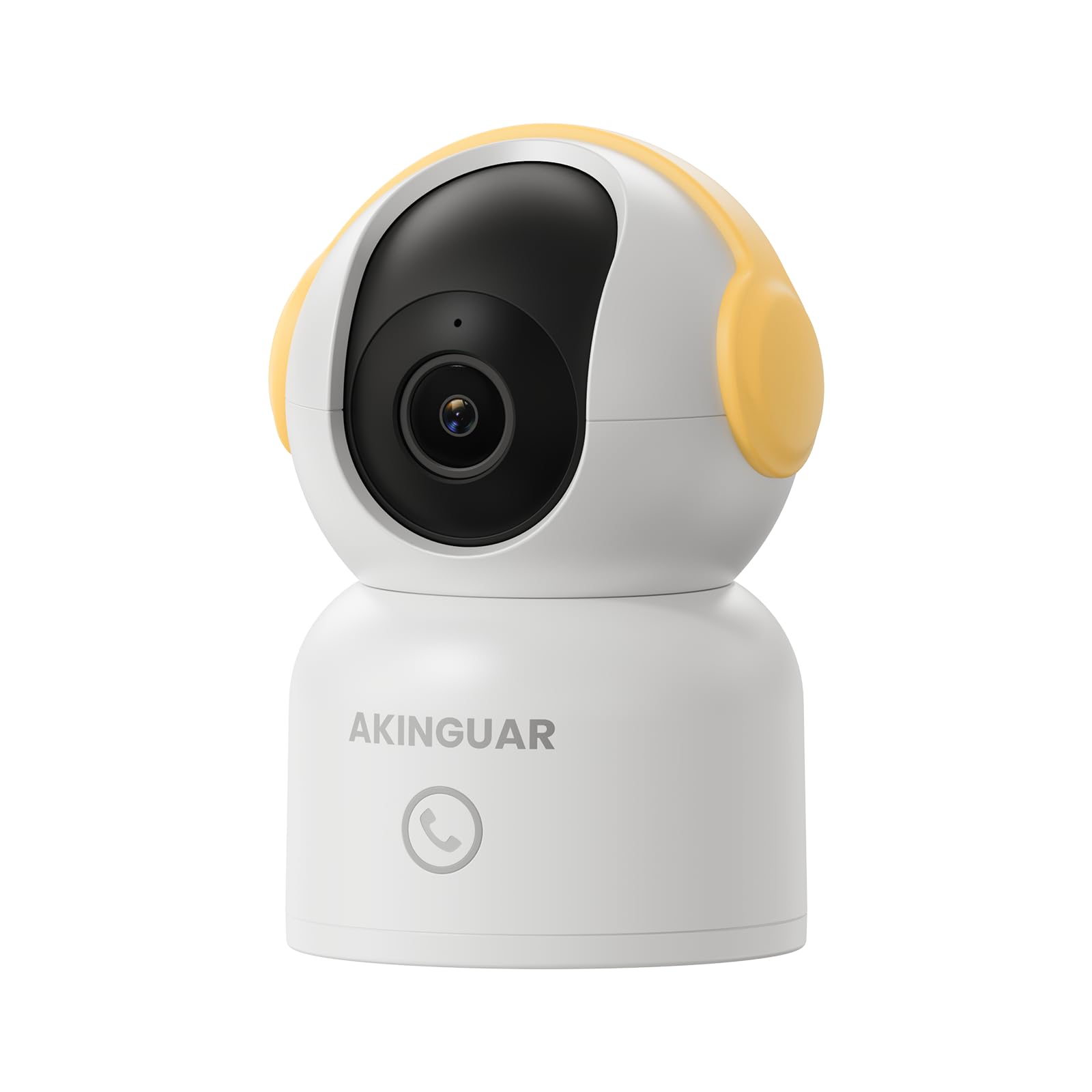 Photo 1 of AKINGUAR 2K Security Camera for Home, 360°Pan Indoor Security Cameras with Motion Detection & One-Touch Call, Color Night Vision, Compatible with Alexa, Yellow