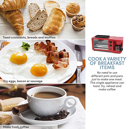 Elite Delux EBK-300R Deluxe Breakfast Station, X-Large, Red