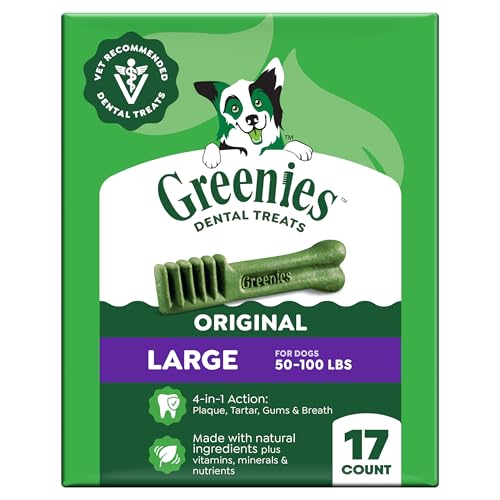 Greenies Large Natural Dental Dog Treats, Original Flavor, 17 Count
