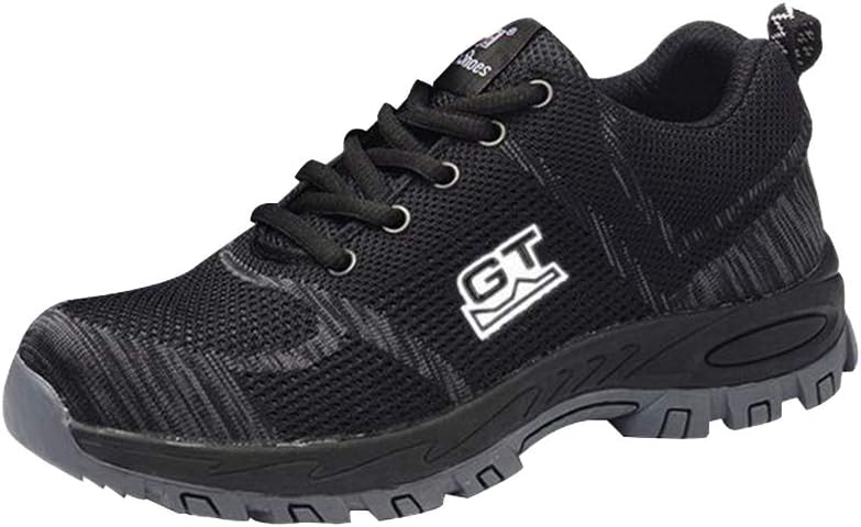 Juleya Safety Shoes | Work Shoes for Men Women | Lightweight Steel Toe Cap Midsole Trainers Sneakers Black