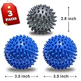 Spiky Massage Ball - Deep Tissue Augsep Foot Massage Ball for Plantar Fasciitis, Foot Pain, Muscle Pain, Myofascial Release, Reflexology - 3 Pack (Blue-Grey)
