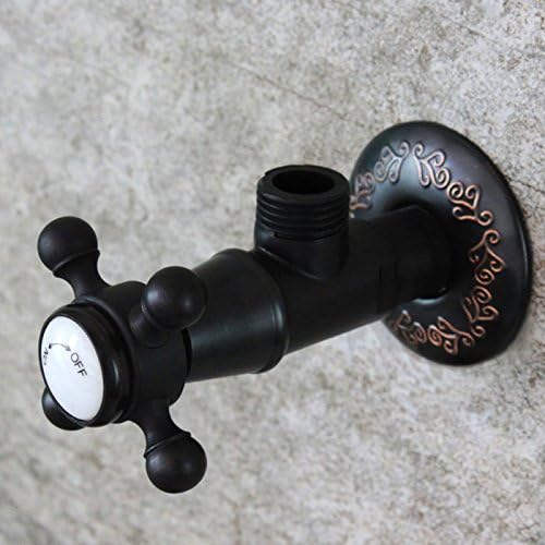 Dark Oil Rubbed Bronze Cross Handle Water Diverter Bathroom and Kitchen Faucet Angle Stop Valve Pack 1/2" Male X 1/2" Male