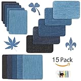 Iron On Denim Patches Repair Kit For Clothing Jeans 15 Pack