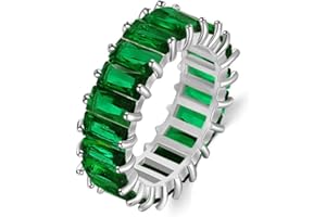 Fuqimanman2020 Cubic Zirconia Emerald Cut Eternity Ring Colorful Eternity Rainbow Ring Multi Color Gemstone Bands Ring Jewelry Gift