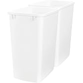 Rev-A-Shelf Double Pullout Garbage Trash Cans for Kitchen Cabinets, 35 Qt | Replacement Large Capacity Waste/ Recycling Bins Only for Kitchen Cabinet Pullouts, White, RV-35-11-2