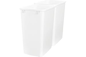 Rev-A-Shelf Polymer Replacement 35 Quart Trash Bin Recycle Waste Garbage Container for Kitchen Cabinet Pullouts, White, 2 Pack, RV-35-11-2