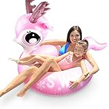 Big Elk Inflatable Pool Float, Swim Ring with Antlers & Tail Swimming Party Toys for Kids Adults Girls Boys Summer Beach Ocean