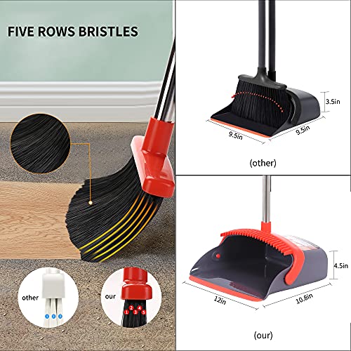 Large Broom and Dustpan Set, Broom and Dust Pan Set with 55.5" Long