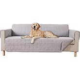 GORILLA GRIP Patented Waterproof Slip-Resistant 70” Sofa Protector Cover, for Leather or Fabric Couch Cushion, Large Microsuede Furniture Covers Dogs Pets Machine Washable Slipcover, Slate
