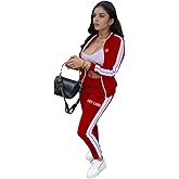 Women's Striped Tracksuits 2 Piece Lounge Outfits Zip Up Sweatshirt and Sweatpants Sets with Pockets S-2XL