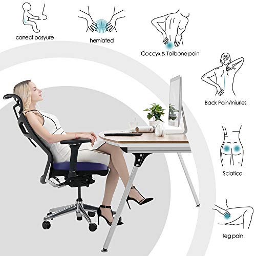Winjoy Seat Cushion, 100% Memory Foam Chair Pad. Orthopedically Designed for Sciatica/Coccyx/Tailbone, Lower Back Pain Relief. Ideal for Home/Office Chair/Wheelchair/Car