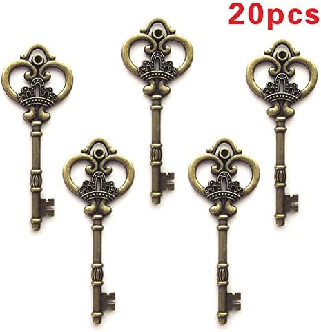 Focushop Set of 20 Antique Vintage Bronze Skeleton Keys DIY Bag Necklace Costumes Bracelet Pendant Making Accessories (Style 3)