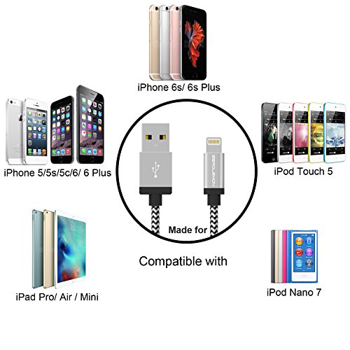 [Apple MFi Certified] ZeroLemon Lightning to USB Rugged Nylon Cable 10 Feet / 3 Meter + Aluminum Cap for iPhone 6 (4.7) /6 Plus (5.5)/ 5s / 5c / 5, Ipad Air / Mini / Mini2, Ipad 4th Generation, Ipod 5th Generation, and Ipod Nano 7th Generation [2 Year War - Thumbnail 5
