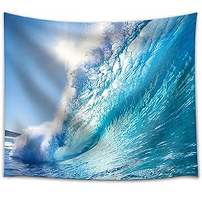 Sun Over a Big Ocean Splashing Wave - Fabric Tapestry, Home Decor - 51x60 inches