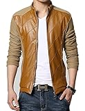 KIWEN Men's PU Leather Collar Jacket Casual Wear