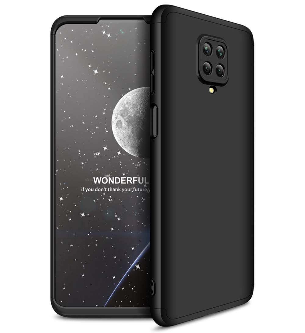 ZSCHAO for Xiaomi Redmi Note 9S Note 9 Pro 360 Case Slim Fit Thin Shockproof +Glass Screen Protector Cover Compatible with Xiaomi Redmi Note 9S/9 Pro Hard Case Full Body Tough bumper skin shell Black