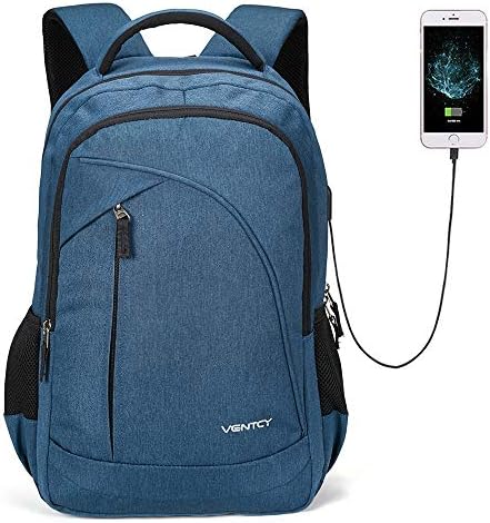 VENTCY Laptop Backpack with USB Charging Port Men Computer Backpacks Waterproof Rucksack Women Business Pack Large Daypack Lightweight Casual Bag 15.6inch Notebook Bags 24L(blue)