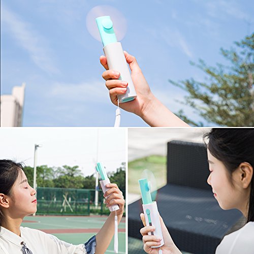 Portable Handheld Personal Fan Rechargeable Battery Operated Fan Quiet Foldable with 2200mAh Power Bank & Led Flashlight, 15-25H Long Working Time for Hot Summer Travel Shopping Outdoor Sports (Green) - Thumbnail 7