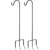 EXCMARK 2 Pack Shepherd Hook Adjustable Height 31/24/16’’ 1/2 inch Thick Use at Weddings, Hanging Solar Lights, Lanterns, Bird Feeders, Metal Hanger Hook (Black, 31 inch). U.S. Patent.