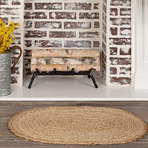 VHC Brands Coastal Farmhouse FlooringNatural Jute Tan Oval Rug, 20 x
