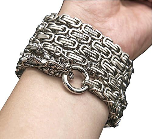 Forsinsing Outdoor Stainless Steel Self Defense Protection Dragon Hand Bracelet Chain, Tactical Metallic Whip Corrosion Resistance (Silver 10mm)