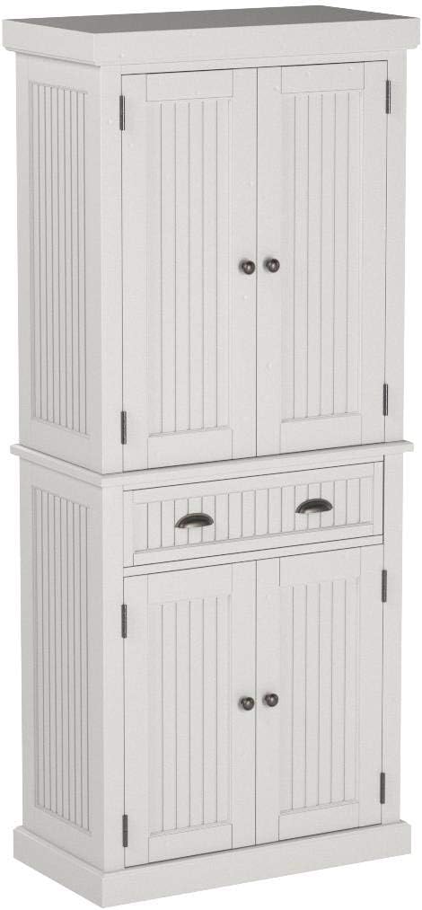 Home Styles Nantucket Pantry - White Distressed Finish & ffets White with Stainless Steel Top with Hutch by Home Styles: Furniture & Decor