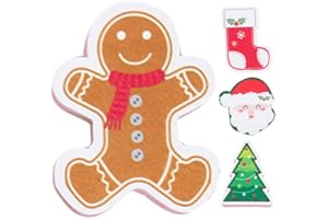 HEMOTON 4pcs Christmas Kitchen Sponges, Cartoon Dish Sponge for Washing Dishes, Hign Density Heavy Duty Scrub, Double-Side De