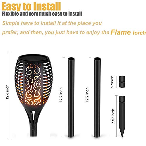 DeLight Solar Torch Lights, Waterproof Tiki Torches, Ourdoor Landscape Lighting 96 LED Dusk To Dawn Auto On/Off Security Torch Light (2 Pack)
