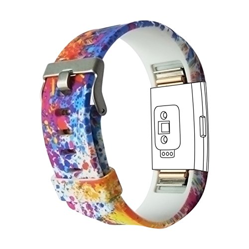 Fitbit Charge 2 Band, Fitbit Replacement Rubber Wristband Strap for Fitbit Charge 2,graffiti,Large