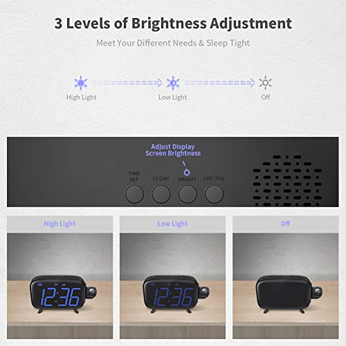 ELEHOT Projection Alarm Clock Radio Alarm Clock Digital Clock with