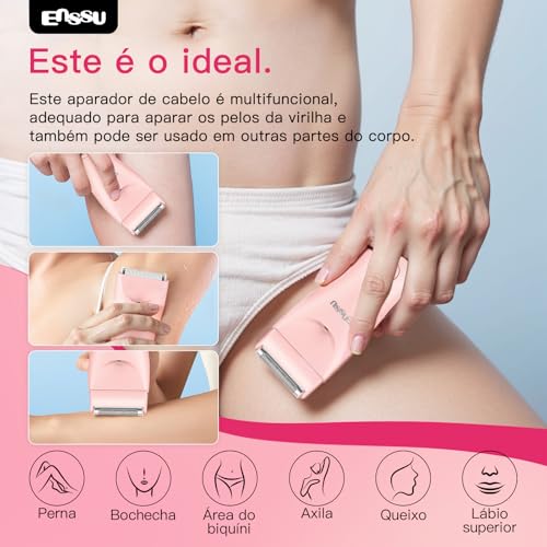 Enssu Aparador De Pelos Intimos Femininos 2 em 1 | Aparador de Pelos Feminino para Corpo e Virilha, Depilador Elétrico com Lâmina de Segurança, IPX7 à Prova d'Água