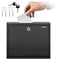Adir Metal Suggestion Box with Lock and Slot, Wall Mount Deposit Box for Payments and Checks, Office Mail Box for Employees, Mailbox for House, Safe Drop Box with Keys - 3x10x12 Inch Black