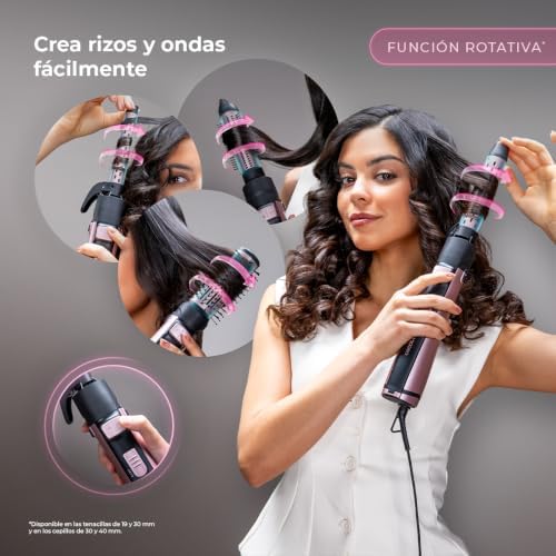 Cepillo de Aire Moldeador con 10 Cabezales CeramicCare 10in1 AirBrush Gyro. 1100W, Función Rotativa, Tecnología Iónica, Revestimiento Cerámico, 3 Modos de Velocidad y Temperatura, Punta Fría