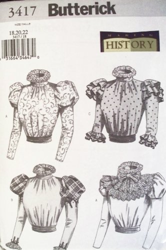 OOP Butterick Costume Pattern 3417. Misses Szs 12,14,16 MAKING HISTORY Blouse, Sash & Detachable Collar