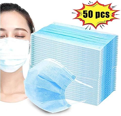 50 Pcs Honzen 3Ply Breathable and Comfortable Covers with Earloop Anti Dust Breathable Disposable Earloop Mouth Face cover,Thick 3-Layer Mouth Cover Protection and Personal Health