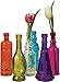Luna Bazaar Small Vintage Glass Bottle Set (7-Inch, Cheyenne Design, Multicolor Glass, Set of 6) - Flower Bud Vases Bulk - for Home Decor and Wedding Centerpieces