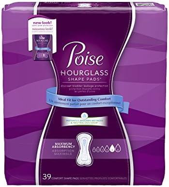 Poise Hourglass Pads, Maximum, 39 Count (Pack of 4)