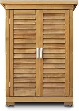 FEFE Wooden Outdoor Garden Tool Storage Shed Cabinet Shelf Double Doors Hinged view 2