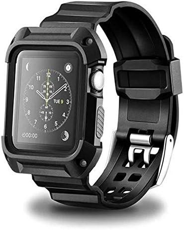 Band for Apple Watch , Silicone Sport Straps Replacement Wristband Bracelet for Apple Watch Series 3 / Series 2 / Series 1 , Protective Case Included (42mm black)