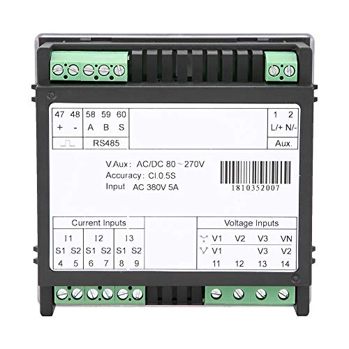 Digital 3-Phase Voltage Ammeter, Walfront LNF56 AC380V 5A-3P4W Digital Multi-Function Voltage Current Power Energy Meter Gauge Intelligent Instrument LCD Display - Thumbnail 2