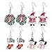 Zhenhui Set of 4 Pairs Silver Tone Christmas Dangle Earrings Set for Women Girls with Red Wreath Santa Claus Stockings White Snowman Xmas Thanksgiving Themed Gift