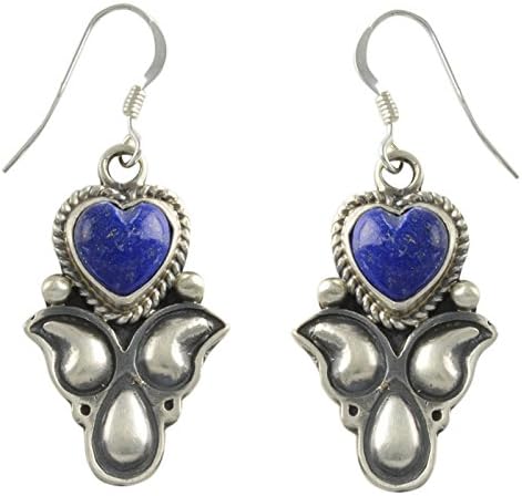 Mark Barrey Sterling Silver Lapis Heart Earrings Navajo