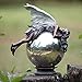 Napco 12-Inch Tall Bronze Fairy Resting on Gazing Ball Outdoor Garden Statue