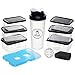Healthy Packers Insulated Lunch Bag | 10-Piece Set | Portable Hot Cold Meal Prep Adult Lunch Box with Portion Control Food Storage Containers + Ice Pack, Pill Box, Protein Shaker Bottle