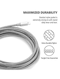 Besiva - Cable Lightning para iPhone, 5 unidades, 3.0 ft, 3.0 ft, 6.0 ft, 6.0 ft, 10.0 ft, certificado MFi de nailon trenzado, cable de carga y sincronización USB compatible con iPhone Xs Max XR X 8, 8 Plus, 7, 7 Plus, 6S, 6S Plus, 6 y 6 Plus