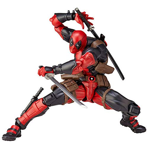 GOODKSSOP Joint Flexible Movable Amazing Yamaguchi Revoltech Kaiyodo DP Deadpool X-Men Classic Character Action Figure Model Toy Xmas Gift (Red)