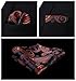 HISDERN Men's Classic Paisley Floral Jacquard Waistcoat & Necktie and Pocket Square Vest Suit Set