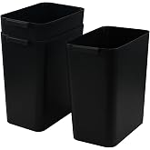 Ponpong 4.5 Gallon Black Plastic Small Trash Can, Slim Waste Basket for Bathroom Office, 3 Packs